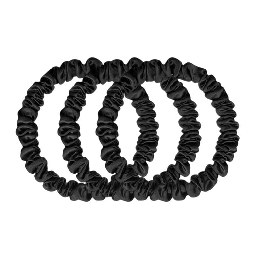 Skinny Silk Scrunchies - Black